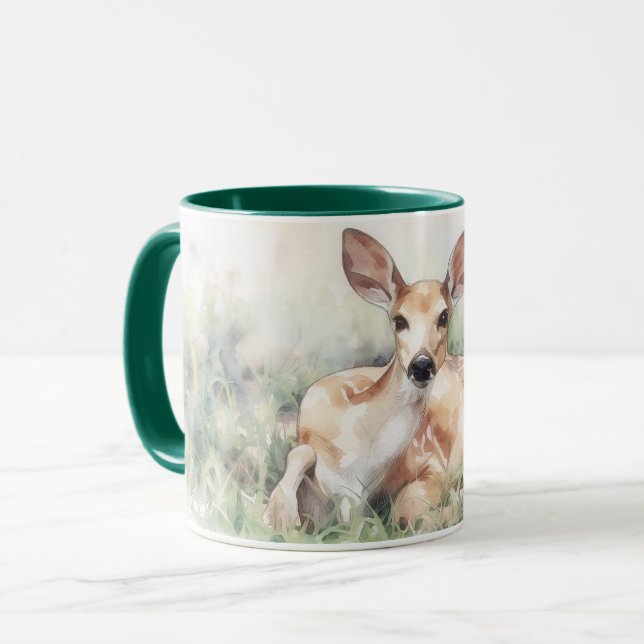 Wild Deer Resting in a Meadow Art Mug Cup Mugg (Framsida vänster)