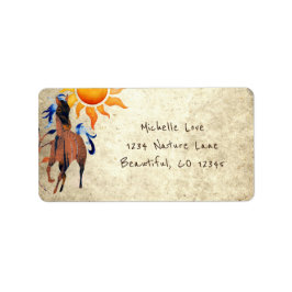 Wild Desert Pony with Sun Horse Address Adressetikett
