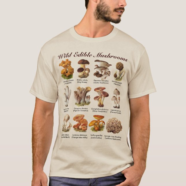 Wild Edible Mushrooms T-Shirt (Framsida)