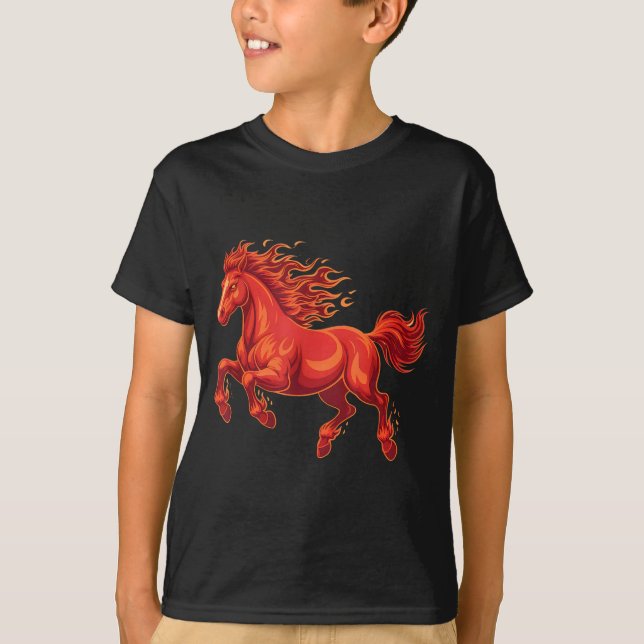 Wild Fire Horse Chinese Zodiac Sign Lunar New Year T Shirt (Framsida)