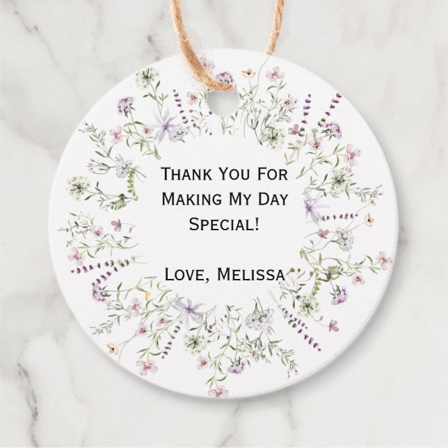 Wild Flower Blooms Fördelningskort Gåvor Etiketter (Framsida)