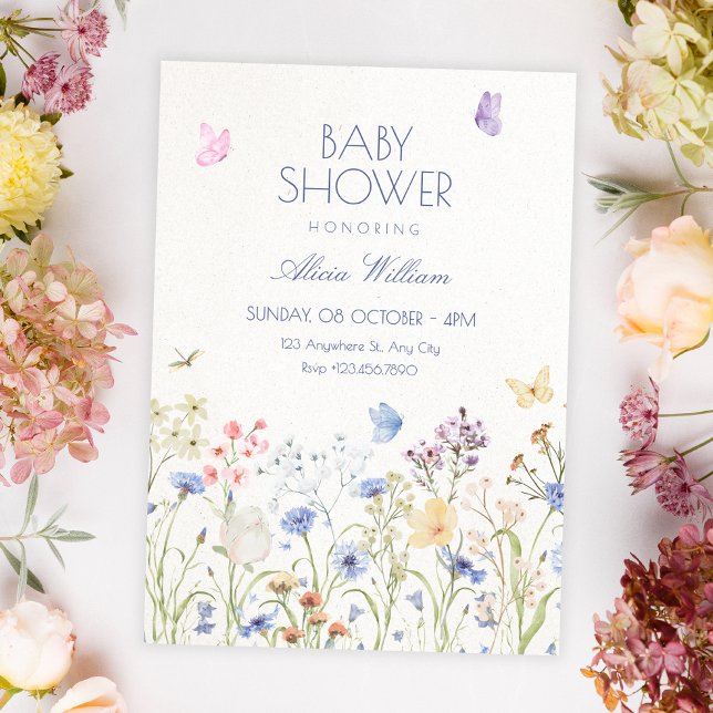Wild flowers baby shower inbjudningar (Skapare uppladdad)
