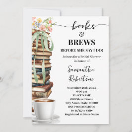 Wild Flowers Books & Brews Coffee Bröllopsdusch Inbjudningar