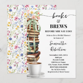 Wild Flowers Books & Brews Coffee Bröllopsdusch Inbjudningar