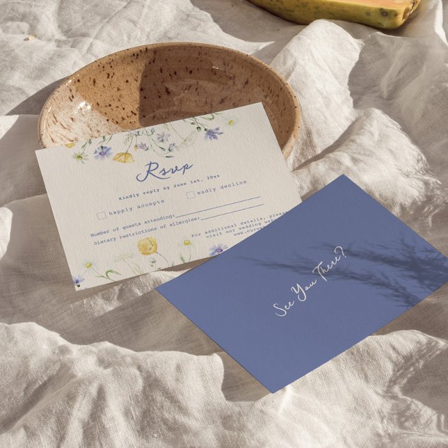 Wild Flowers Hand Written Wedding RSVP Card OSA Kort (wildflower rsvp card, handwritten rsvp, wedding rsvp card, floral response card, rustic wedding rsvp)