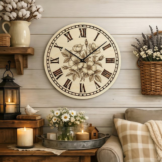Wild flowers Wall Clock Stor Klocka (Skapare uppladdad)