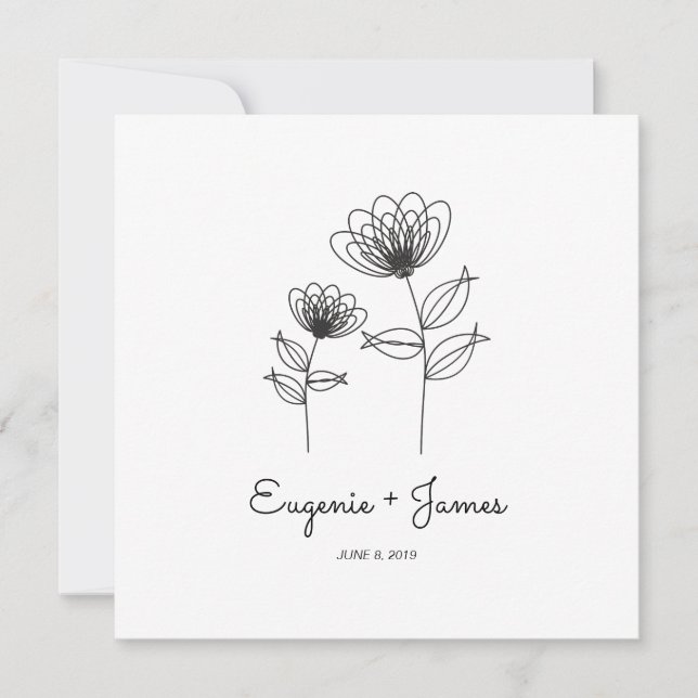Wild Flowers Wedding Monogram Invitation Design Inbjudningar (Framsida)