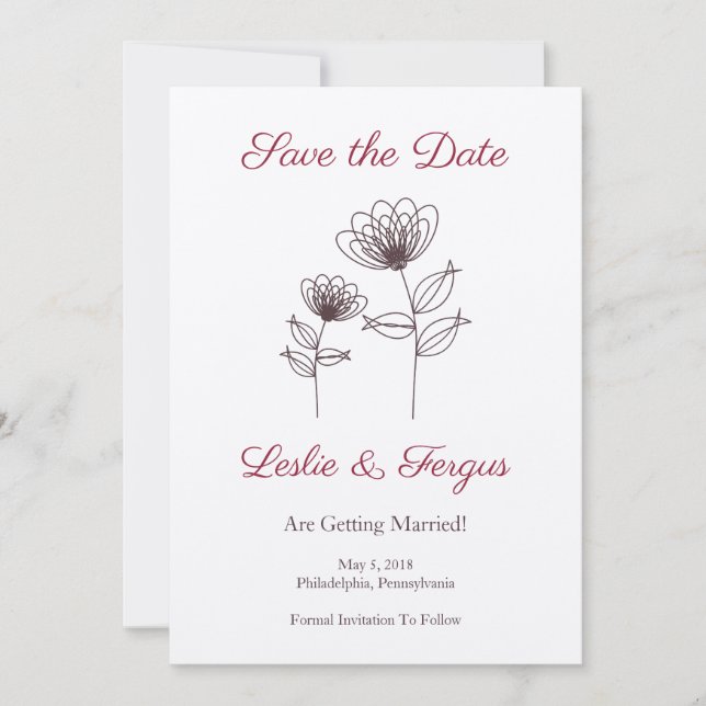 Wild Flowers with Branches and Leaves Inbjudningar (Framsida)