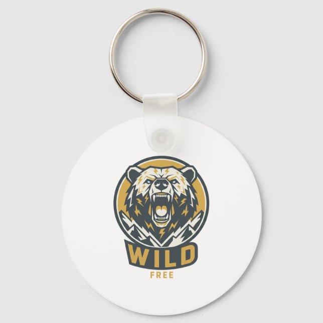WILD & FREE Bear Emblem Keychain  Nyckelring (Framsida)