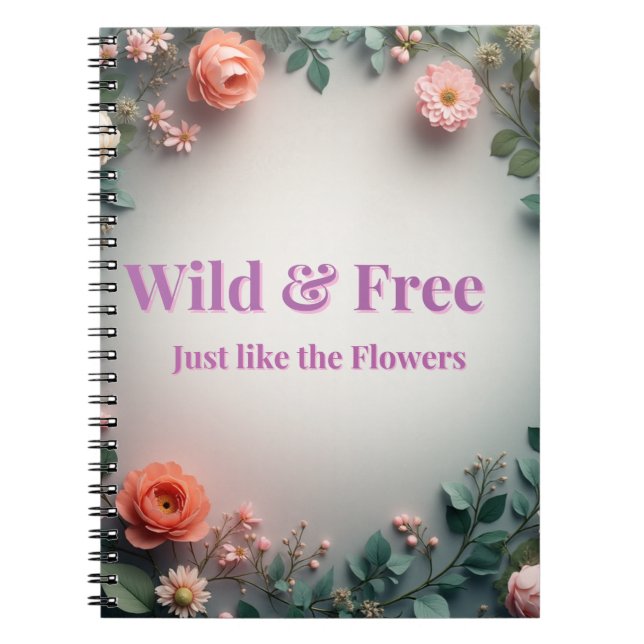  Wild & Free Floral Line Art | Boho Minimal Design Anteckningsbok (Framsidan)