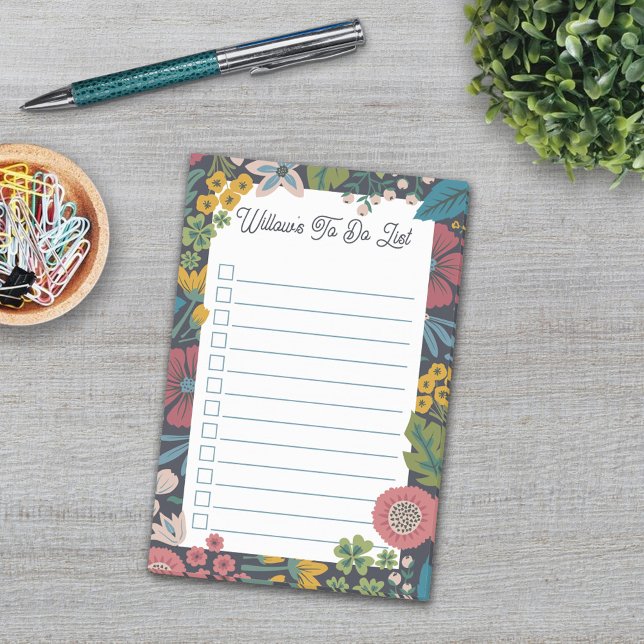 Wild Garden Florals Custom Name To Do List Post-it Block (Skapare uppladdad)