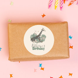 Wild Giraffe Jungle Botanical Animal Birthday Runt Klistermärke