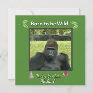 Wild Gorilla Birthday Jungle Theme Inbjudningar