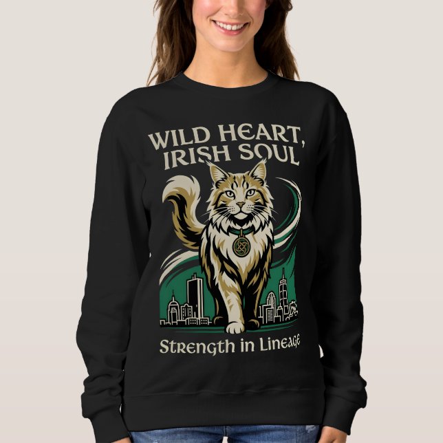 Wild Heart Irish Soul Maine Coon T Shirt (Framsida)