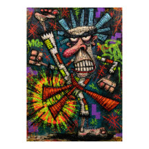 Wild High Kick Character with Explosive Graffiti