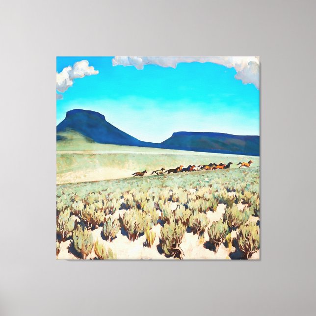 "Wild Horse Country" av Maynard Dixon Canvastryck (Framsida)