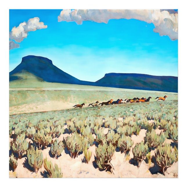 "Wild Horse Country" av Maynard Dixon Fototryck (Framsidan)