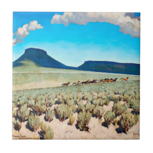 ”Wild Horse Country” av Maynard Dixon Kakelplatta