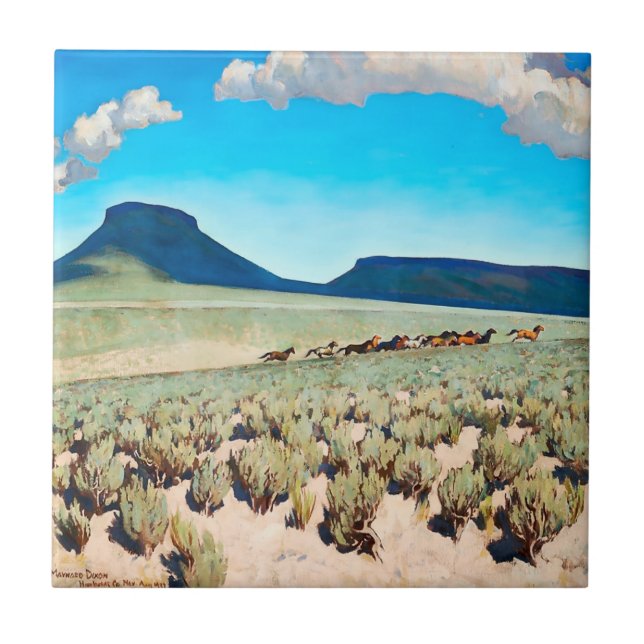 "Wild Horse Country" av Maynard Dixon Kakelplatta (Framsidan)
