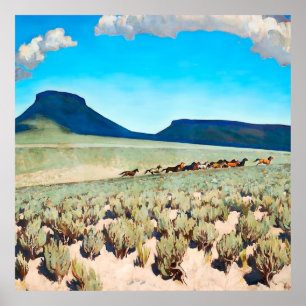 "Wild Horse Country" av Maynard Dixon Poster