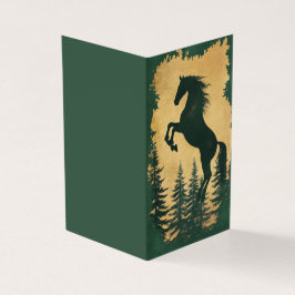 Wild Horse Silhouette Green and Gold Horse Card Kort