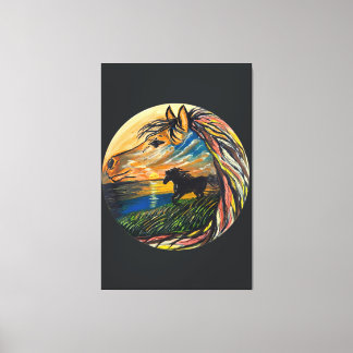 Wild Horse Sunset Art - Hantverkskonst Canvastryck