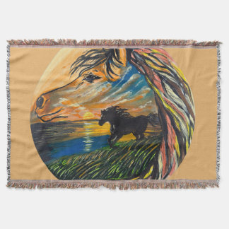 Wild Horse Sunset Art - Hantverkskonst Filt