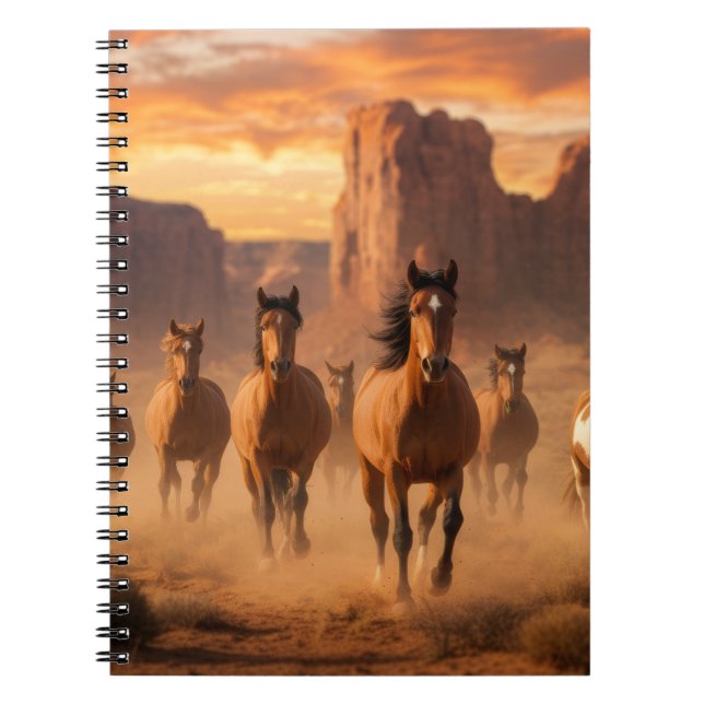Wild Horses out West - Journal or Notebook Anteckningsbok (Framsidan)