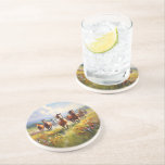 Wild Horses Running in a Wildflower Meadow Underlägg<br><div class="desc">A coaster image for cowgirls,  cowboys and western art lovers,  a gorgeous painting of wild horses running in a grassy field of wildflowers.</div>