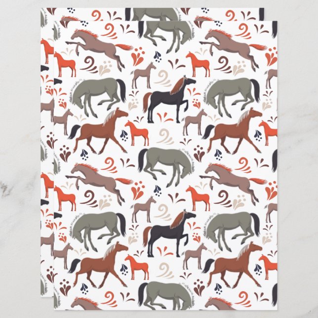 Wild Horses Scrapbook Paper (Fram/baksida)