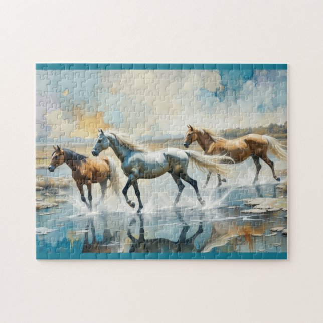 Wild Horses watercolor Pussel (Horisontell)
