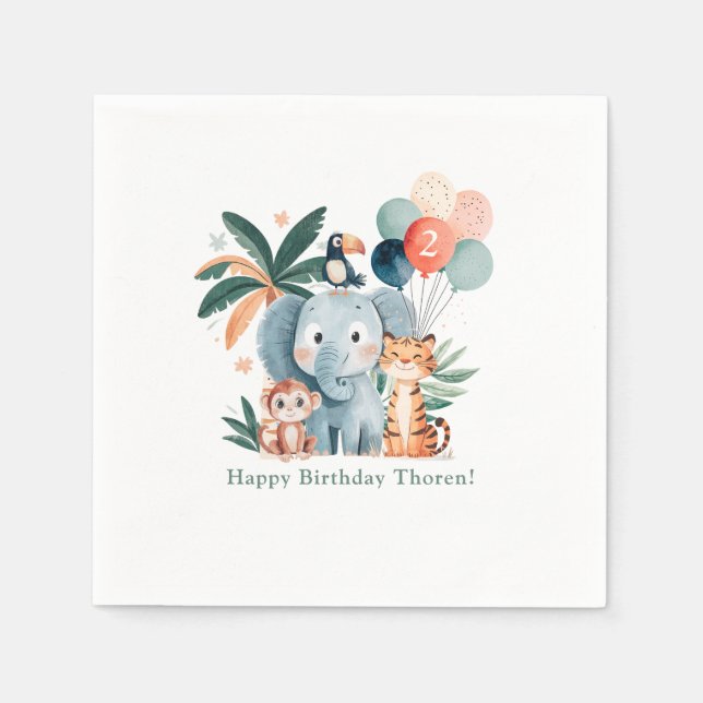 Wild Jungle Theme Birthday Party Pappersservett (Framsidan)