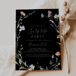 Wild Multicolor Floral Black Surprise Party Party Inbjudningar<br><div class="desc">Den här vildsinniga inbjudan till ett svart parti med flera färger är perfekt för en modern födelsedag,  pensionering eller vilken överraskningsfest som helst. Utformningen har vattenfärgsblommor,   blommor,  lila-,  marinblommor och vit elegant med emerald grönt löv i mörkens bakgrund.</div>