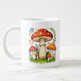 Wild mushrooms and flowers in grass forest nature jumbo mugg