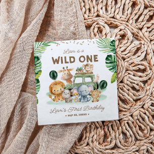 Wild One 1-års födelsedags Safari Djur Pappersservett