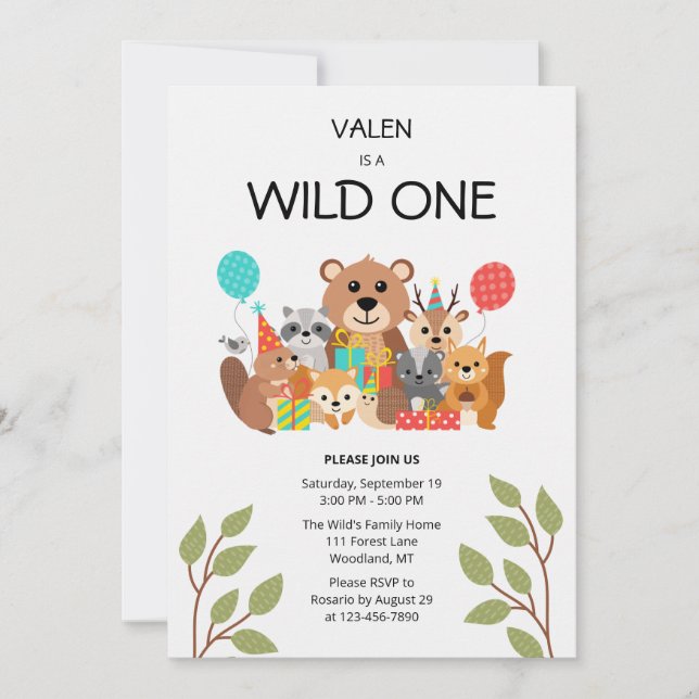 Wild One 1-års inbjudan (Framsida)