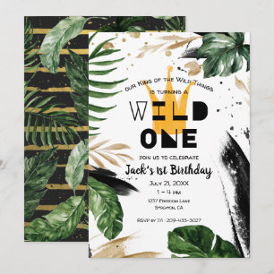 Wild One 1-årsfest Kung av Saker Krona Inbjudningar