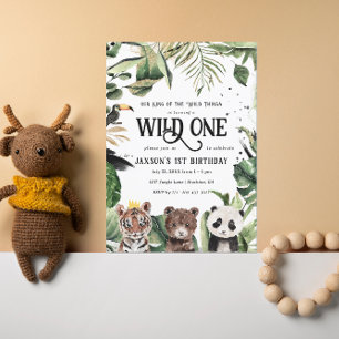 Wild One 1-årsfest Kung av saker Krona Inbjudningar