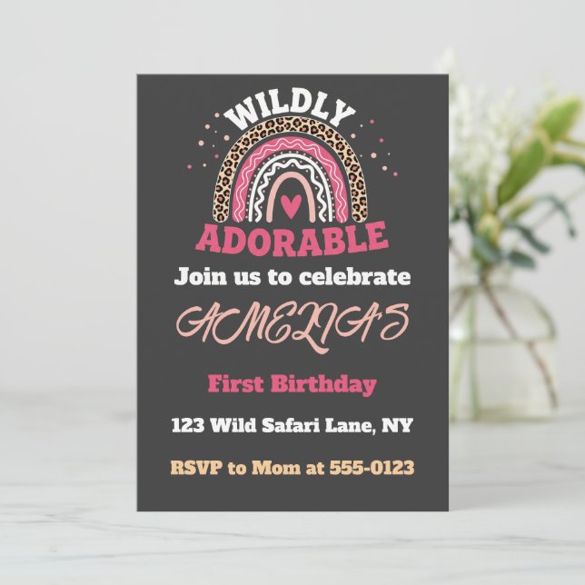 Wild One 1st Birthday Invitation Inbjudningar (Stående Fram)
