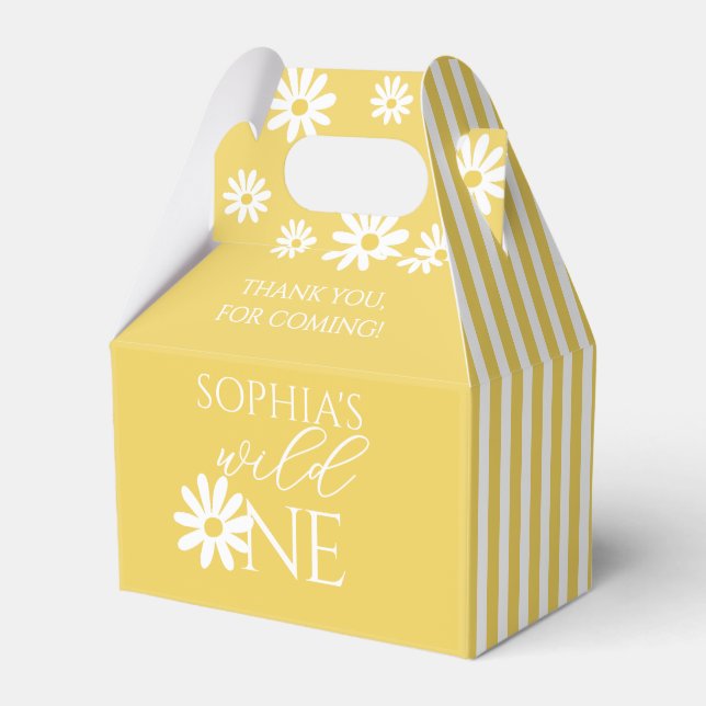 Wild One 1st Birthday Party Boho Daisy Presentaskar (Framsidan Sidan)