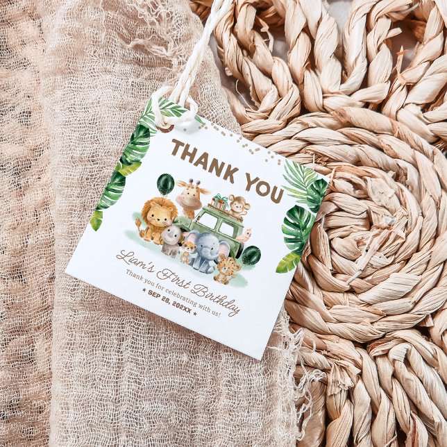 Wild One 1st Birthday Safari Animals Gåvor Etiketter (Skapare uppladdad)