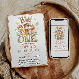 Wild One Animal 1st Birthday Party | Safari Jungle Inbjudningar