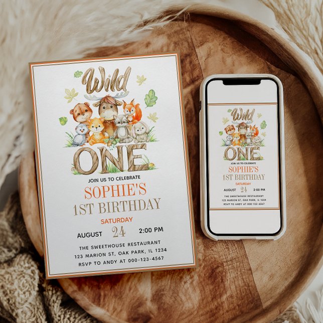 Wild One Animal 1st Birthday Party | Safari Jungle Inbjudningar (Wild One Animal 1st Birthday Party | Safari Jungle Invitation)