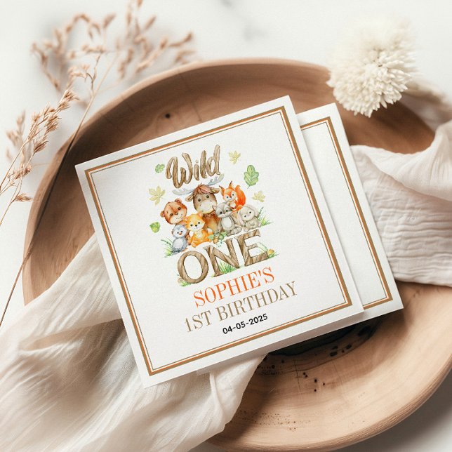 Wild One Animal 1st Birthday Party | Safari Jungle Pappersservett (Wild One Animal 1st Birthday Party | Safari Jungle Napkins
)
