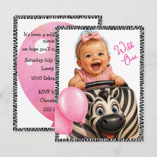 Wild One Baby Flicka Digital nedladdning Inbjudningar