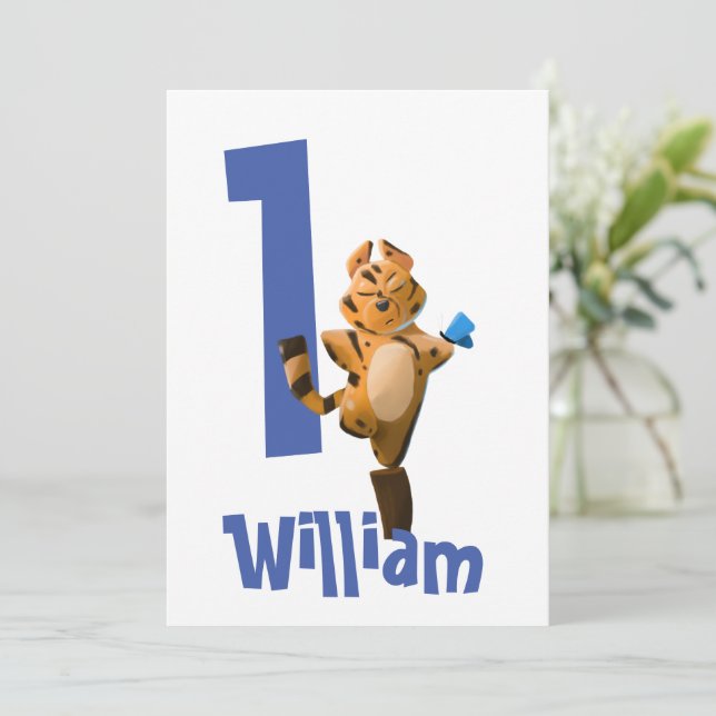 Wild One Baby Tiger 1st Birthday Invitation – Rust Inbjudningar (Stående Fram)