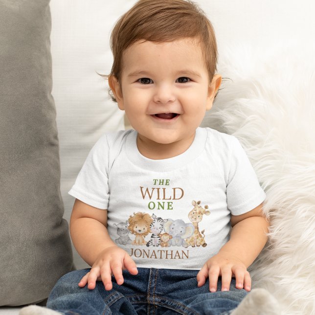 Wild One Birthday Jungle Animals T Shirt (Skapare uppladdad)