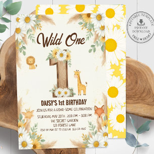 Wild One Boho Safari Första Födelsedagsinbjudan Inbjudningar