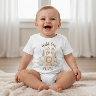 Wild One Boy 1st Birthday Safari Baby T Shirt