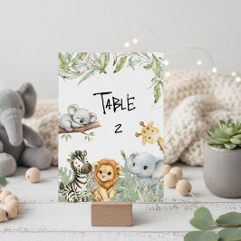 Wild One Boy Safari Jungle Animals Baby Shower Bordsnummer